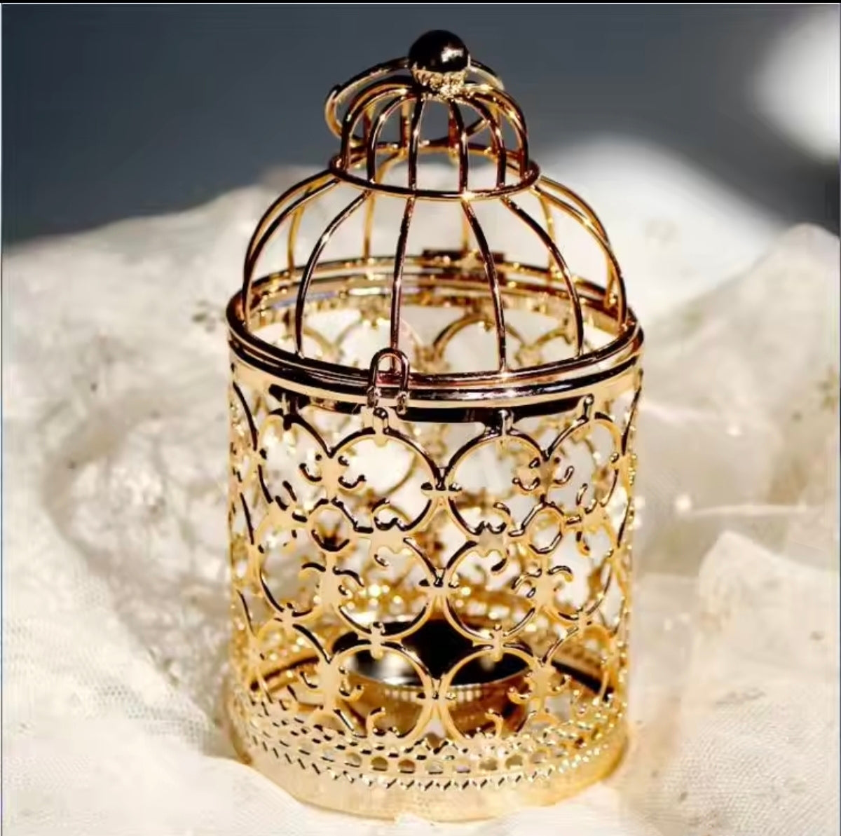 Candelabro Jaula dorado
