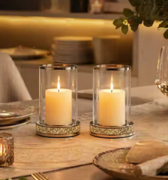 Porta velas Cilíndrico Dorado/Plateado